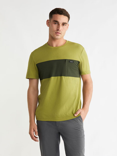 Polera Mix Media Repreve Verde Hombre Calvin Klein