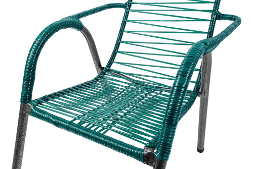 Kit 2 Cadeiras De Cordinha Fio Pvc Alpendre Aço Varanda Poltrona Luxo Área Reforçada Cor Verde Comprelar