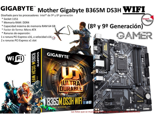 Mother Gigabyte B365m Ds3h Wifi (8va Y 9na Gen) S1151 Gamer