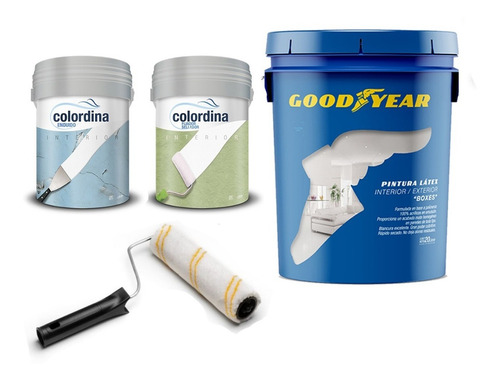 Imagen 1 de 10 de Combo Latex 20lt Goodyear Int Enduido + Fijador + Rodillo