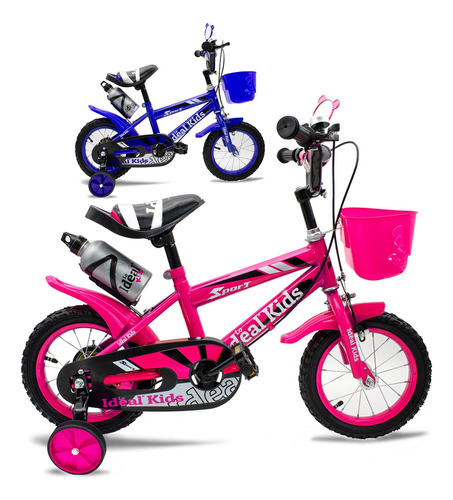 Bicicleta urbana infantil Lo Ideal Kids R12 1v frenos caliper color rosa con ruedas de entrenamiento