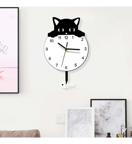 Reloj De Pared Con Forma De Gato, Reloj De Pared Silencioso