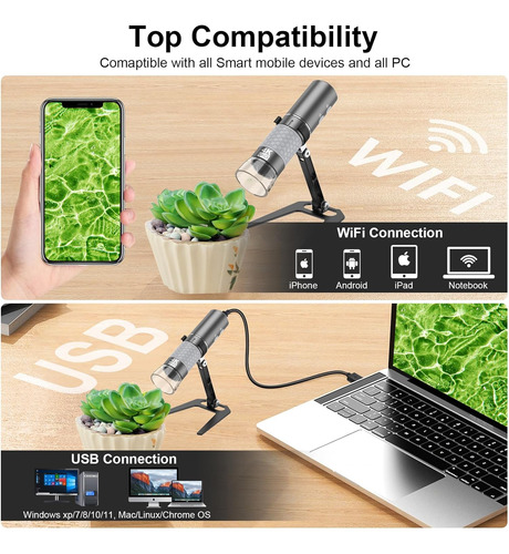 Microscopio Digital Wifi 4k 3840x2160p Para iPhone Androi...