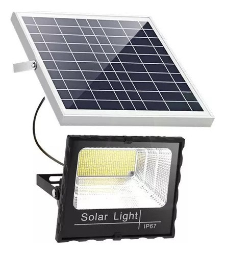 Reflector Solar Exterior Con Panel Lampara Led 500 W Control