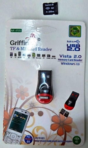 Mini Leitor Adaptador Usb M2 Brinde: Cartão M2 256mb Sandisk