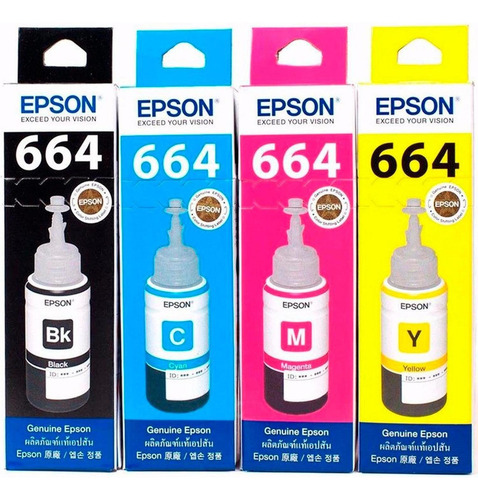 Kit 4 Tintas Epson T664 Ecotank Tinta Continua L120 L310 L38