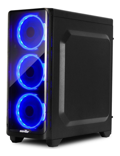 Imagen 3 de 7 de Gabinete Pc Gamer Sentey J20 4 X Fan Blue Vidrio Templado
