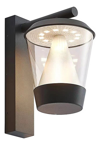 Apliqué Led Farol Cónico Negro 16w Luz Cálida