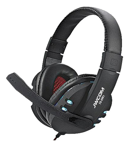 Fone de ouvido over-ear gamer JWCOM FO-0991 preto com luz LED