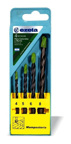 Set Kit Juego Ezeta De Mechas Para Muro Concreto 4 5 6 8 Mm Widia