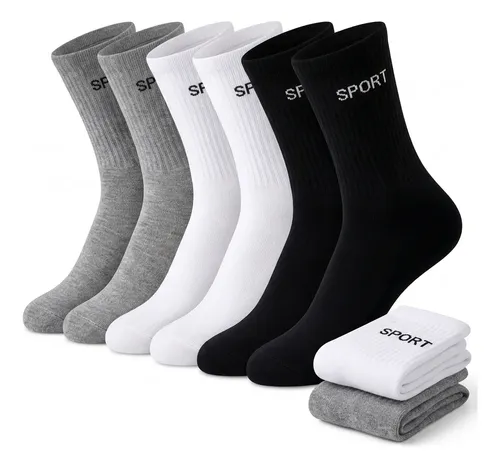 12 Pares De Meias Masculinas Cano Alto Grossa Algodão Oferta Sortido 36 Ao 44