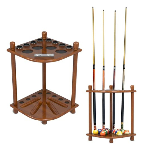 Pool Stick Holder - Cue Rack Only - Wood Stand Holds 8 ...