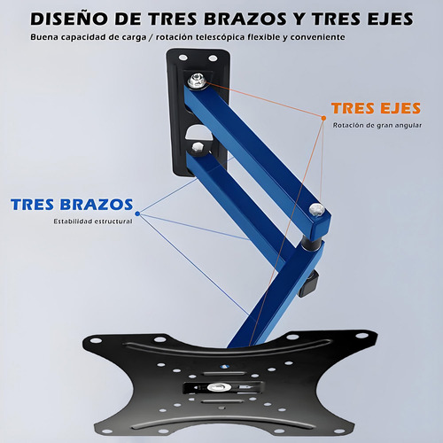 Soporte Base Tv Brazo Para Pantallas Monitor 14-55 Pulgadas Color Negro