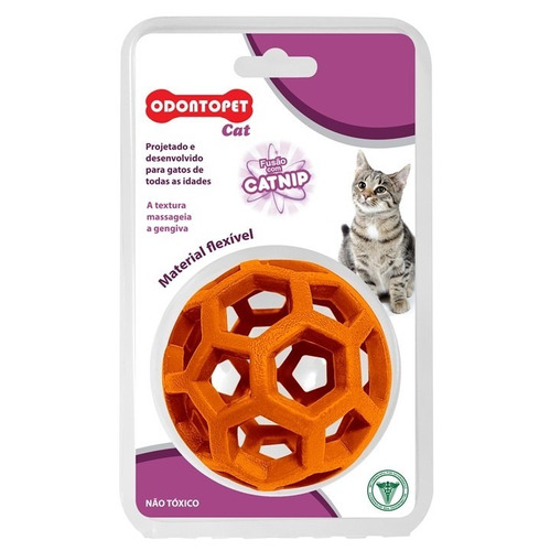 Brinquedo Para Gato Todas Idades Odontopet Cat Bola Laranja