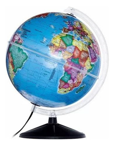 Globo Terrestre Giratório Iluminado Político Gênio 21x33cm