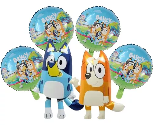 Pack 6 Globos 2 Personaje Bluey Y Bingo Y 4 Redondos 45 Cms