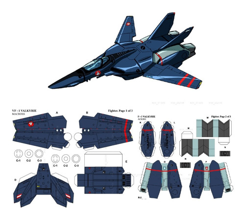 Vf-1a Darkbird Robotech Papercraft