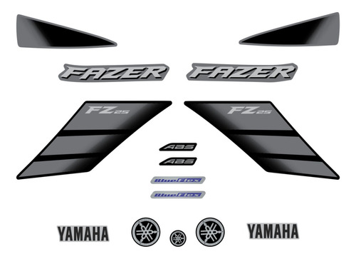 Kit Adesivos Yamaha Fazer 250 Fz 2022 Preta Emblemas 10614