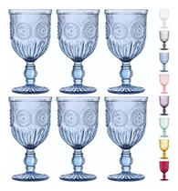 Comprar Copas De Vino Azules - Juego De 6 Copas De Vidrio, 10 Oz - C