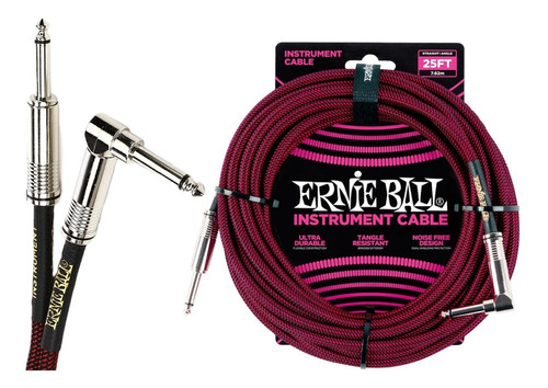 Cable Ernie Ball Guitarra Plug Plug Angular 7,5 Mts Mallado