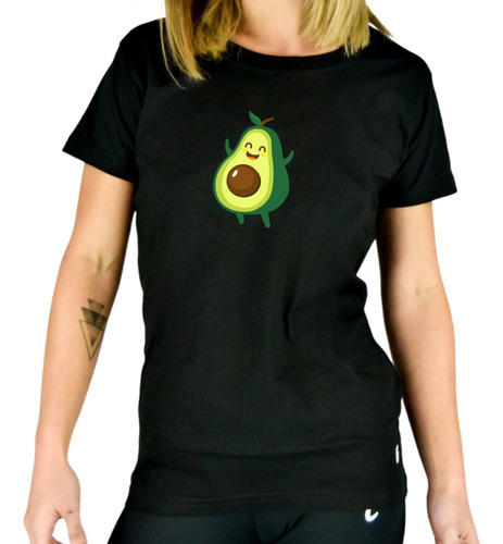 Remera Mujer Negra Personalizada Palta Avocado