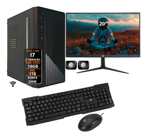 Computador Intel I7 16gb Hd 1tb Monitor 20 Vga 2gb Completo