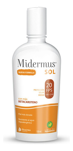 Midermus Protector Solar Fps20+ X 150g Con Betacaroteno
