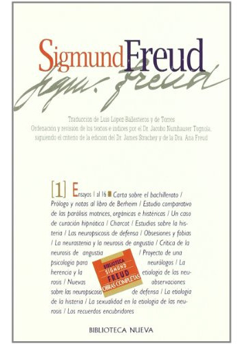 freud - obras completas -i-: ensayos 1 al 16 -obras de sigmund freud-, de Sigmund, Freud. Editorial Biblioteca Nueva, tapa blanda en español, 2013