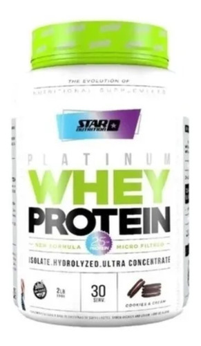 Imagen 1 de 2 de Suplemento en polvo Star Nutrition  Platinum Whey Protein proteína sabor cookies & cream en pote de 907g