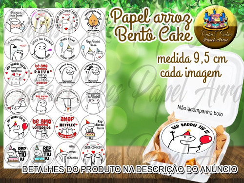 Kit Com 24 Papel De Arroz Bento Cake Mini Bolo Flork 9,5  Cm