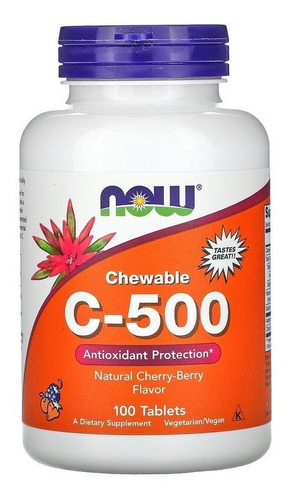 Now Foods Vitamina C-500 100 Masticables Sabor Cereza Sfn