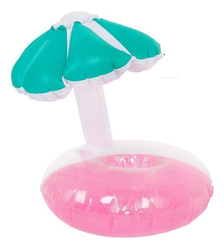 Mini Flotador Porta Vasos Botella Agua Bebida Piscina Playa Color Palmera Celeste Rosa