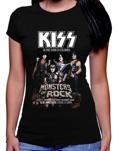Camiseta Premium Dama Estampada Monsters Of Rock Diseño Kiss