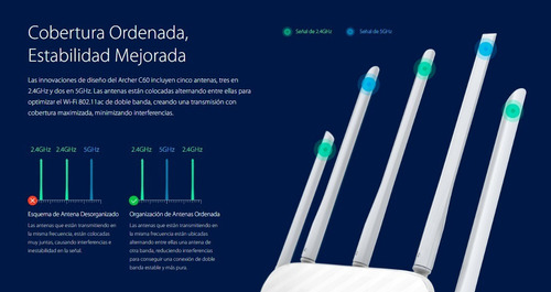 Router 5 Antenas Tp-link Archer Ac1350 C60 Doble Banda