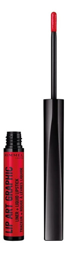 Labial Rimmel London Lip Art Graphic Color Rojo 610 Hot Spot