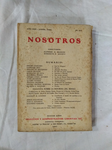 Revista Nosotros 217 1927 Alfonsina Storni Frugoni Yunque