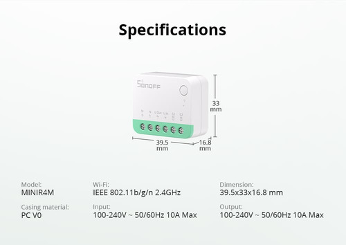 Interruptor Wifi Sonoff Mini Extreme - Matter Compatible