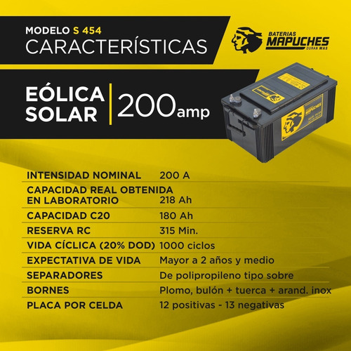 Imagen 3 de 10 de Bateria Solar Mapuches - Ciclo Profundo 12v X 200 Amp