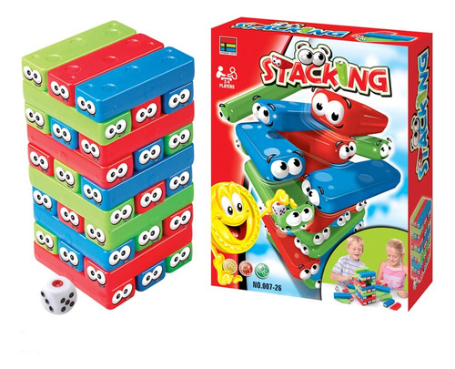 Juego De Mesa Torre Ladrillos 30 Piezas +dado Pegotines Caja