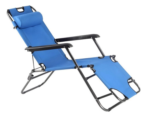 Reposera Plegable Silla Playa Alta Resistencia Color Azul