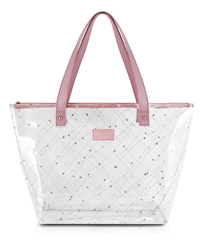 Bolsa shopper Transparente Jacki Design Glow Feminino Adultos Alças rosas