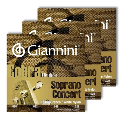 Kit C/3 Jogos De Corda Ukulele Soprano/concert Giannini