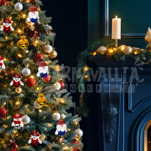 Mox 12 Cascabeles Muñecos Navideños Adorno Fieltro Navidad
