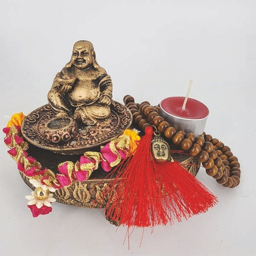 Mini Altar Buda Chinês 6 Itens Com Saquinho De Algodão