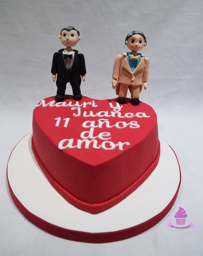 Torta Corazon Novio Pareja Aniversario - Mesa Dulce Tematica