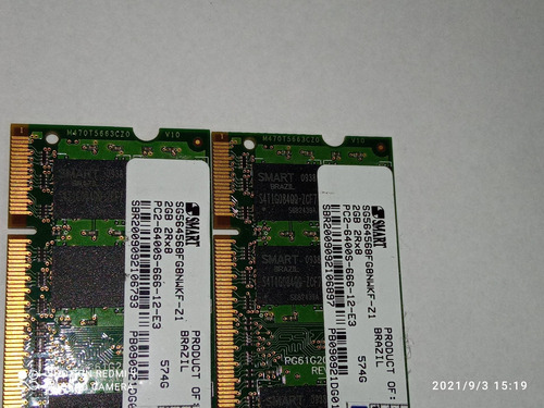 Memória Smart 6400s Ddr2 4 Gb Notebook Diversos 2x2gb (Usado)