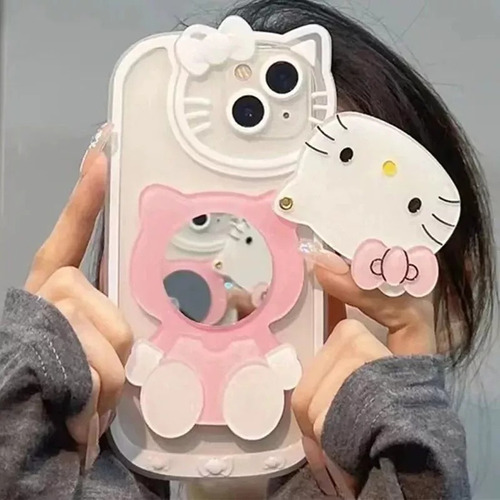 Funda Con Espejo Cosmético Hello Kitty Para iPhone 15