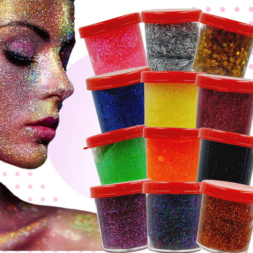 Glitter En Gel X12 Rostro Cuerpo Maquillaje Artístico Lfme