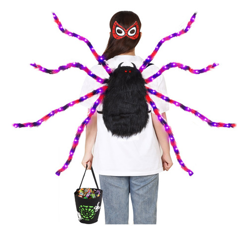 Regalos De Halloween,80 Led Spider-man Ornamentos De Araña Gigante Para Halloween,cosplay Disfraces De Navidad Cotillón Y Fiestas Vestirse