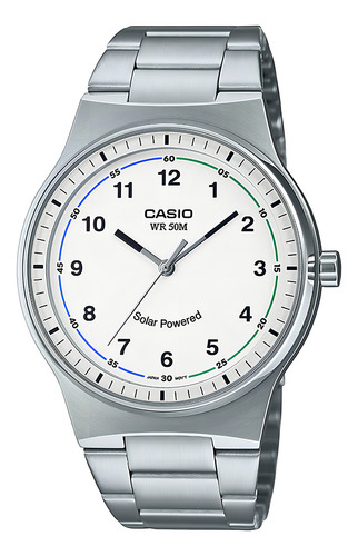 Reloj Unisex Casio Mtp-rs105d-7bvdf Core Mens Color De La Correa Plateado Color Del Bisel Plateado Color Del Fondo Blanco